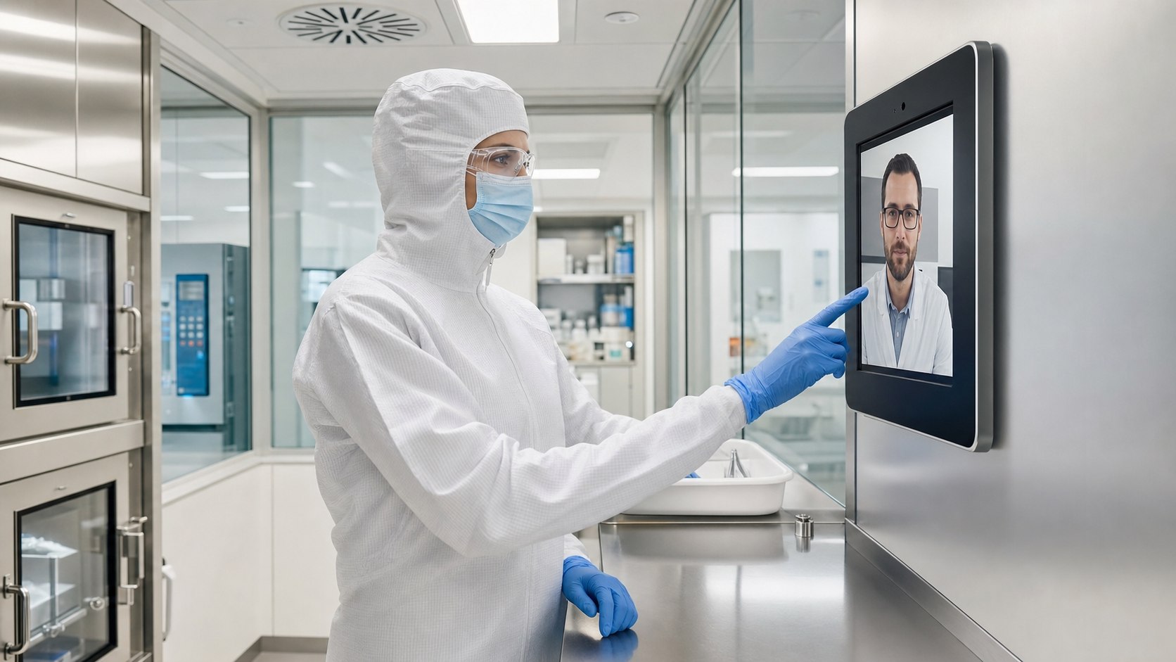 BUD cleanroom video communication system in use